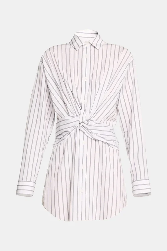 Tempest Twist Shirt Dress in Pinstripe Ink