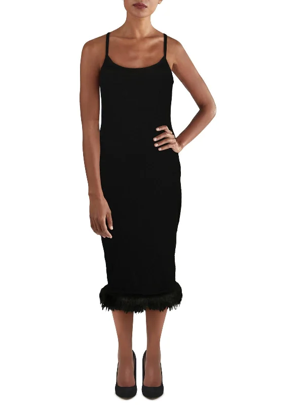 Womens Sleeveless Mid-Calf Sweaterdress