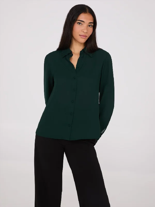 Scalloped Button-Front Blouse