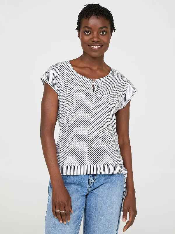 Striped Front Keyhole Top