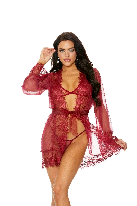 Lace & Mesh Bralette Pajama Set Small