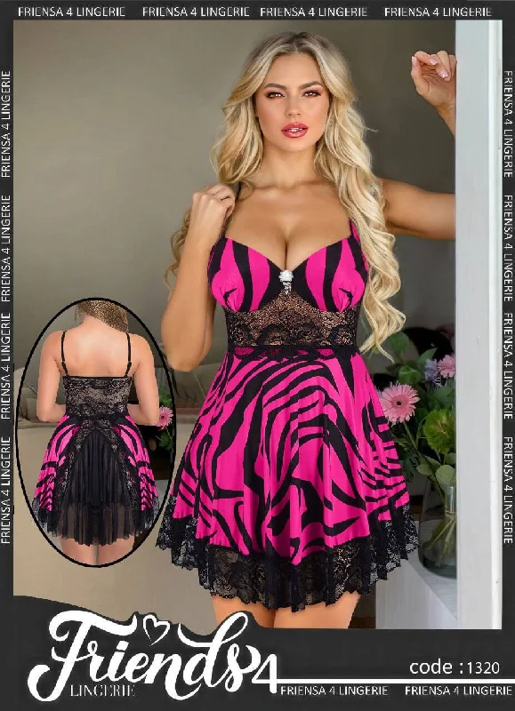 Women's lingerie mini dress with zebra print